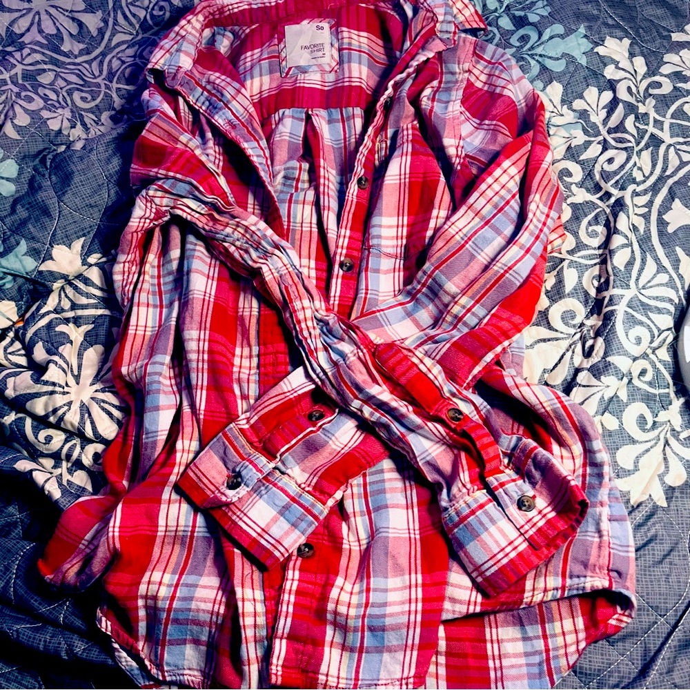 SO Plaid Favorite Shirt Button Up